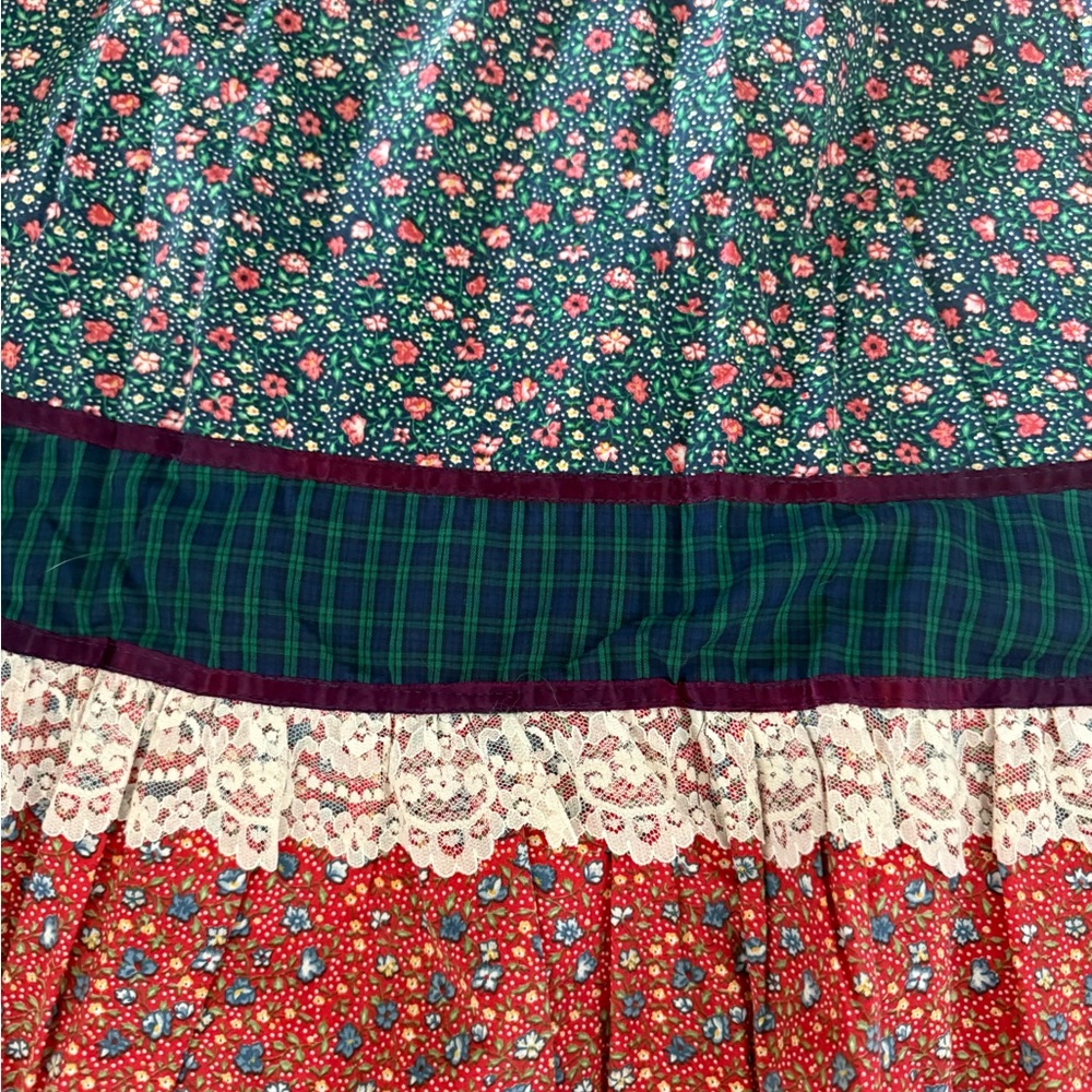 VTG GUNNE SAX Jessica’s Gunnies Floral/plaid Patch Skirt Lace Trim.size 9 - Picture 10 of 12